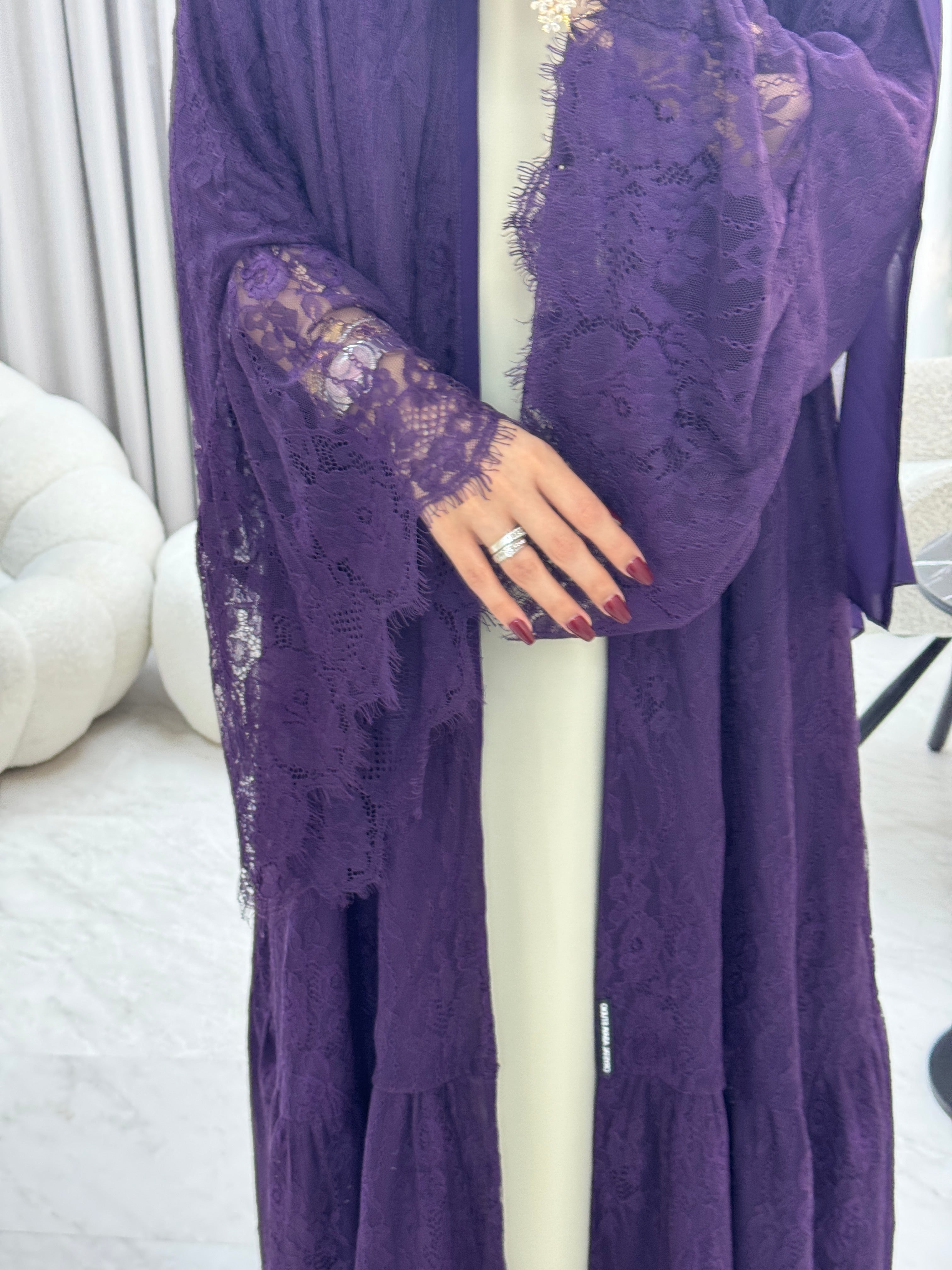 C 1290-01 Indigo Dantel Abaya
