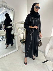 C Black Handwork Crochet Abaya