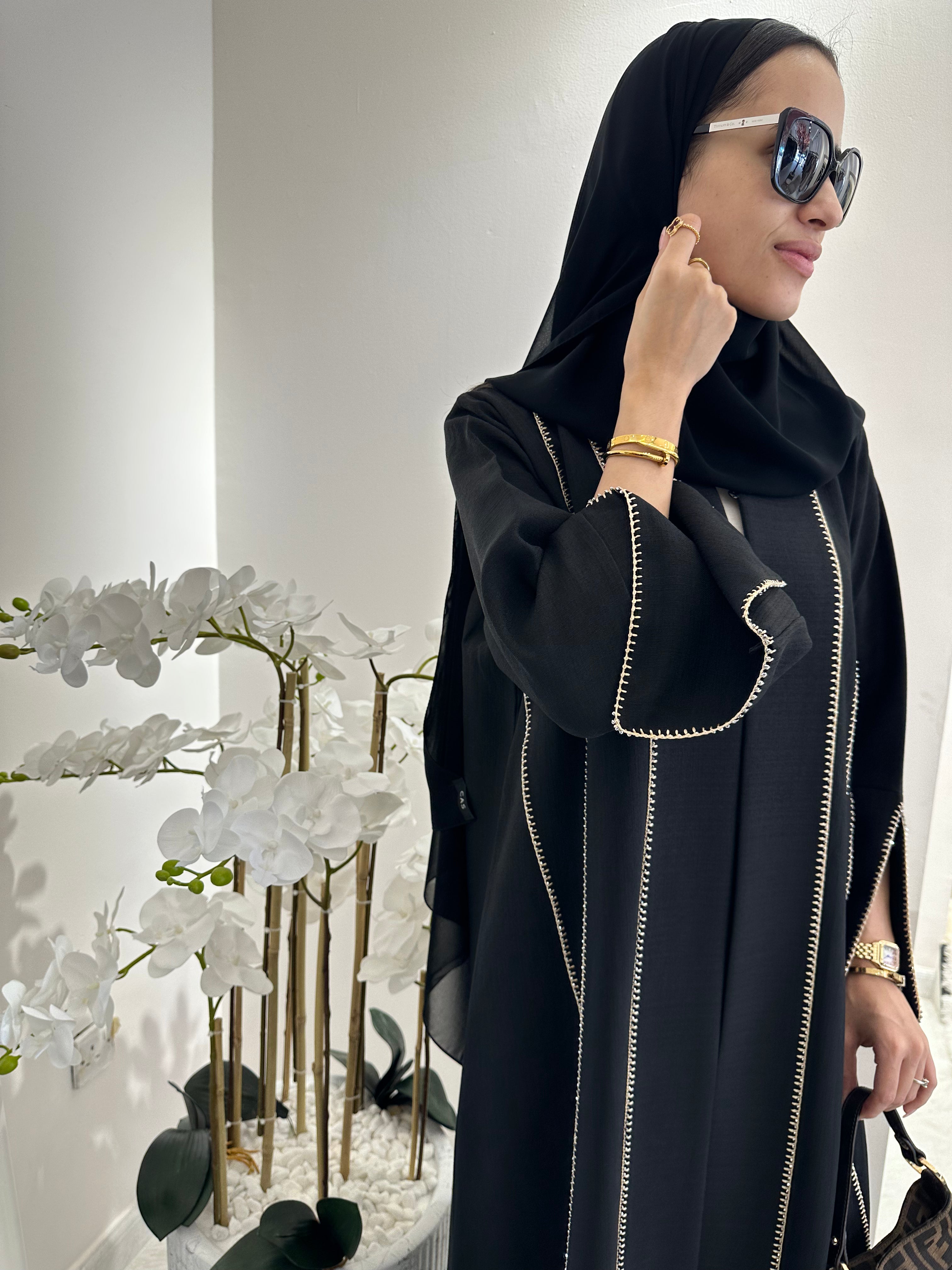 C Black Handwork Crochet Abaya