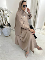 C Beige Overlap Classic Work Coat Abaya
