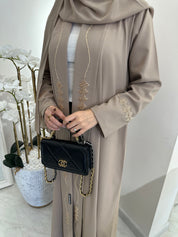 C Beige Gold Handwork Abaya-1