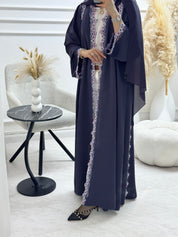 C 1325 Deep Purple Floral Abaya