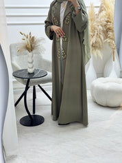 C 1326 Olive Green Embroidered Abaya