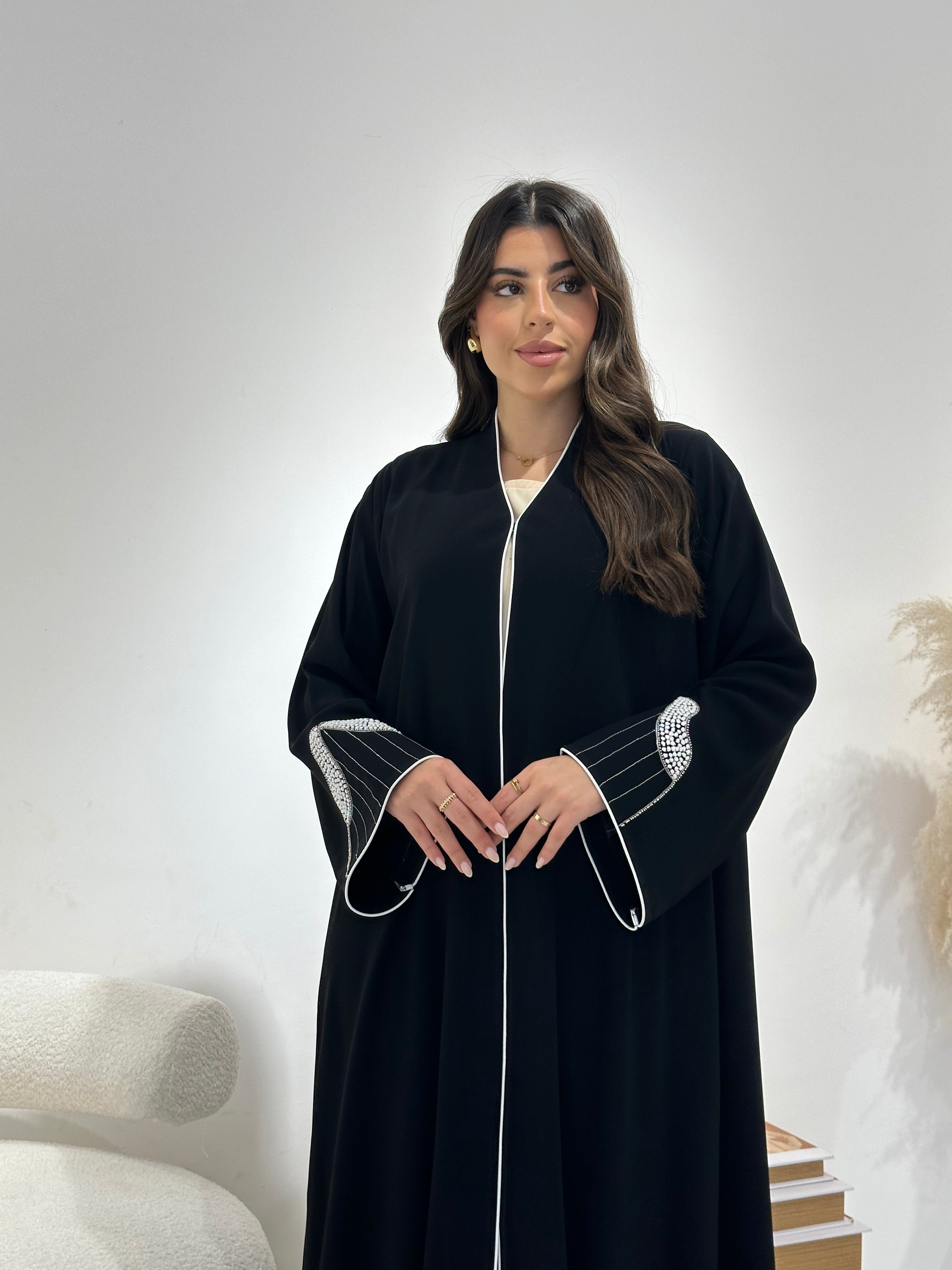 C 1297 Black Embroidered Abaya