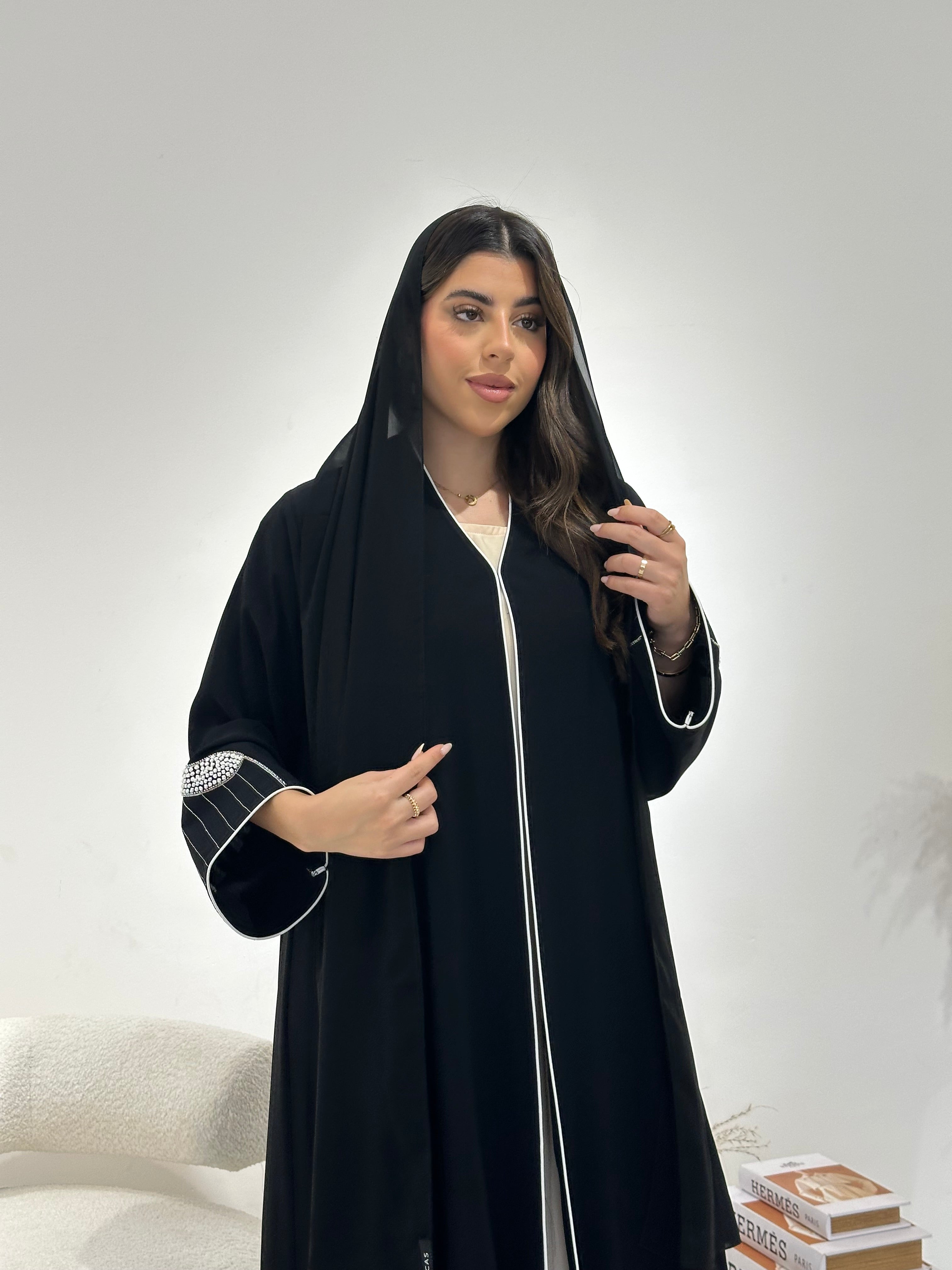 C 1297 Black Embroidered Abaya