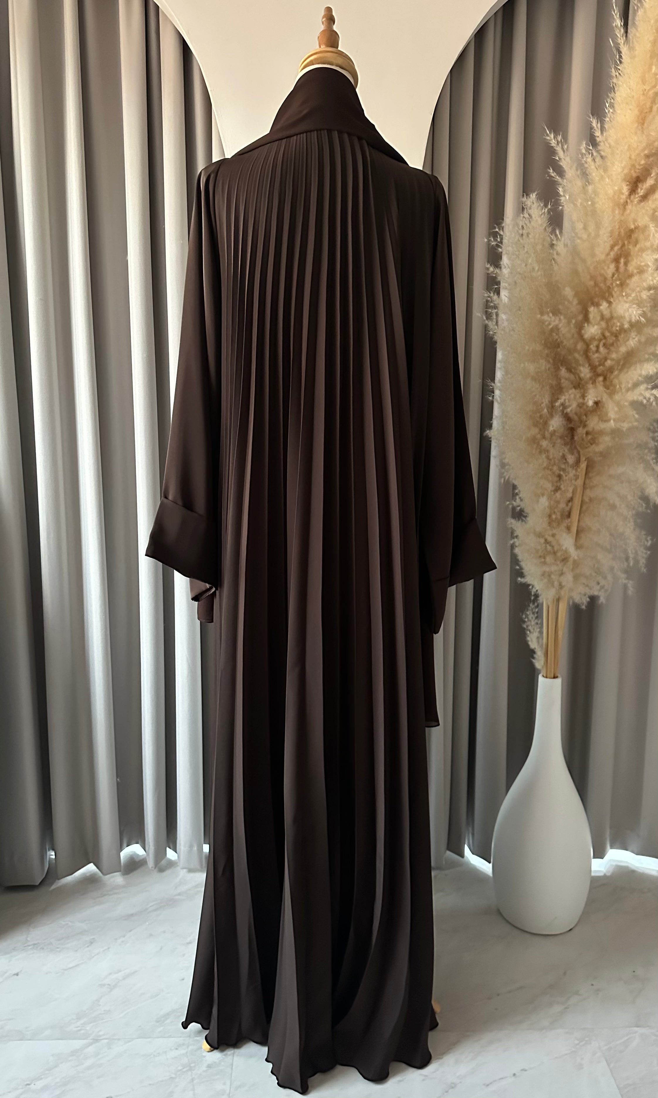 C 1517-11  Cocoa Premium Nada Pleated Abaya