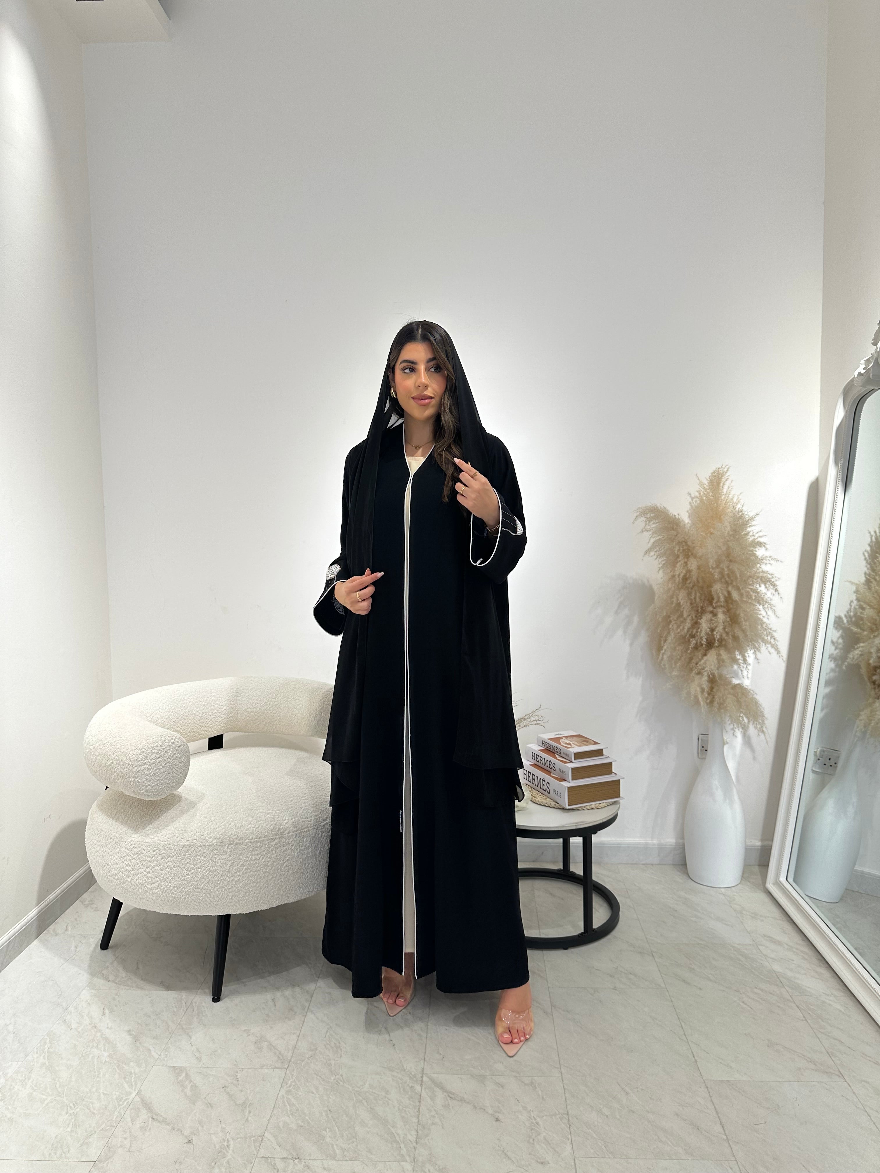 C 1297 Black Embroidered Abaya