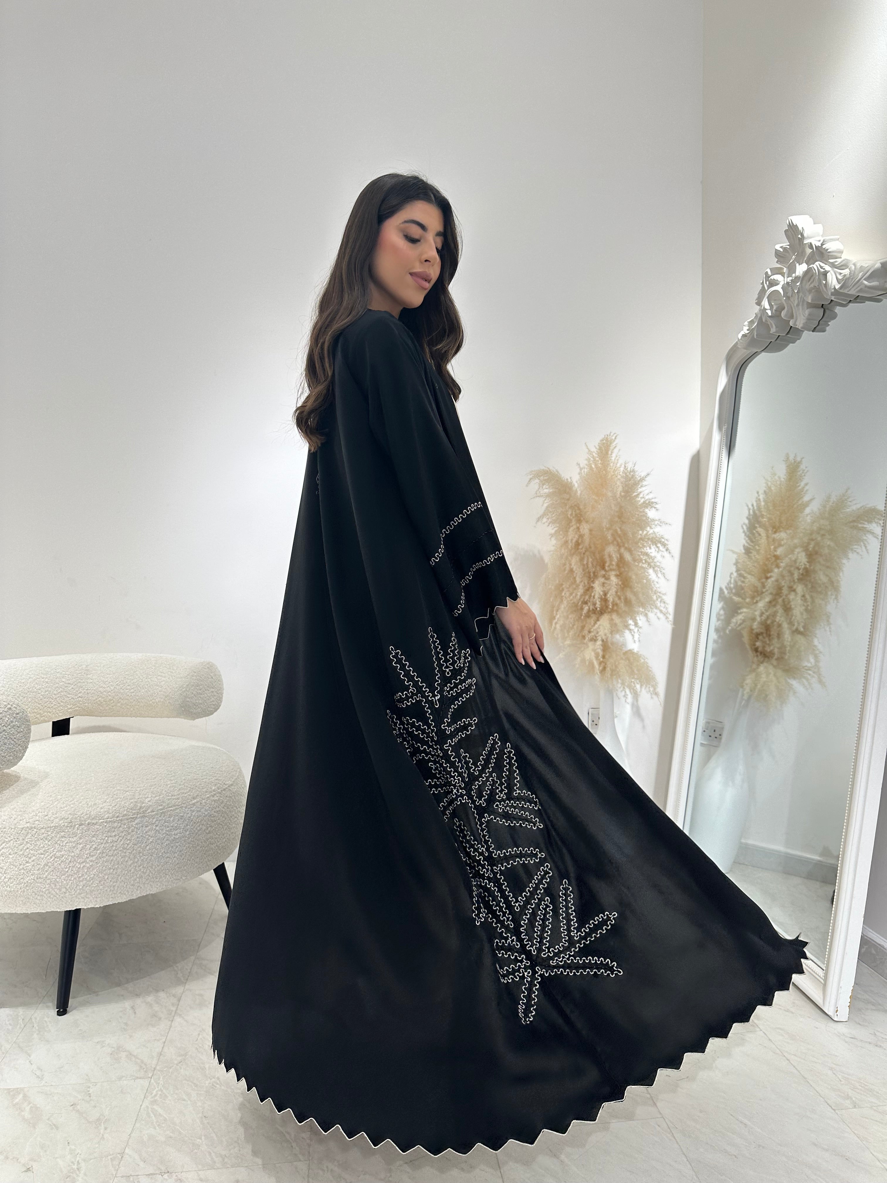 C 1299 Black Embroidered Abaya