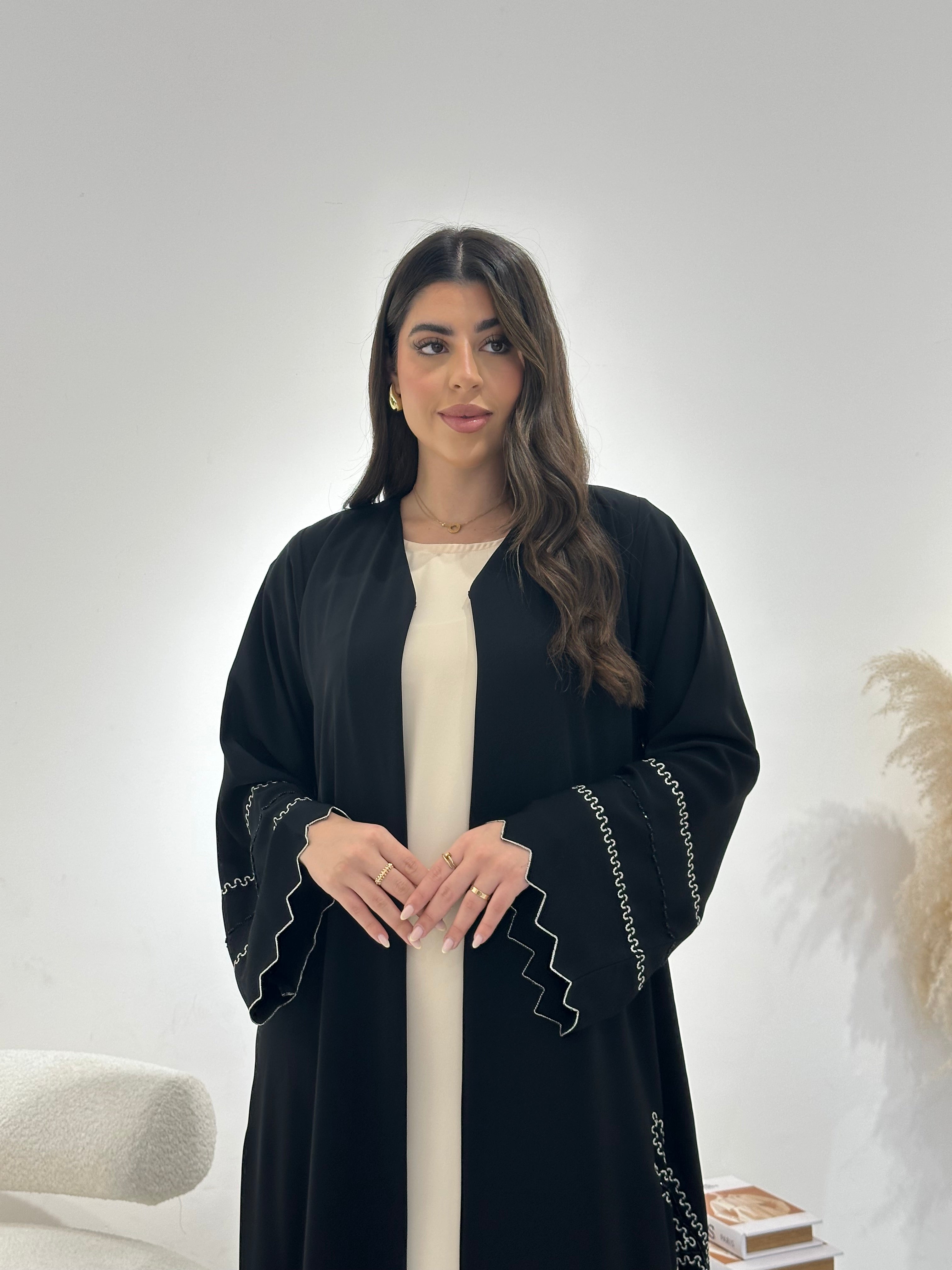 C 1299 Black Embroidered Abaya