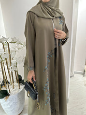 C 1552 Beige Blue Floral Abaya