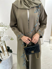 C 1552 Beige Blue Floral Abaya