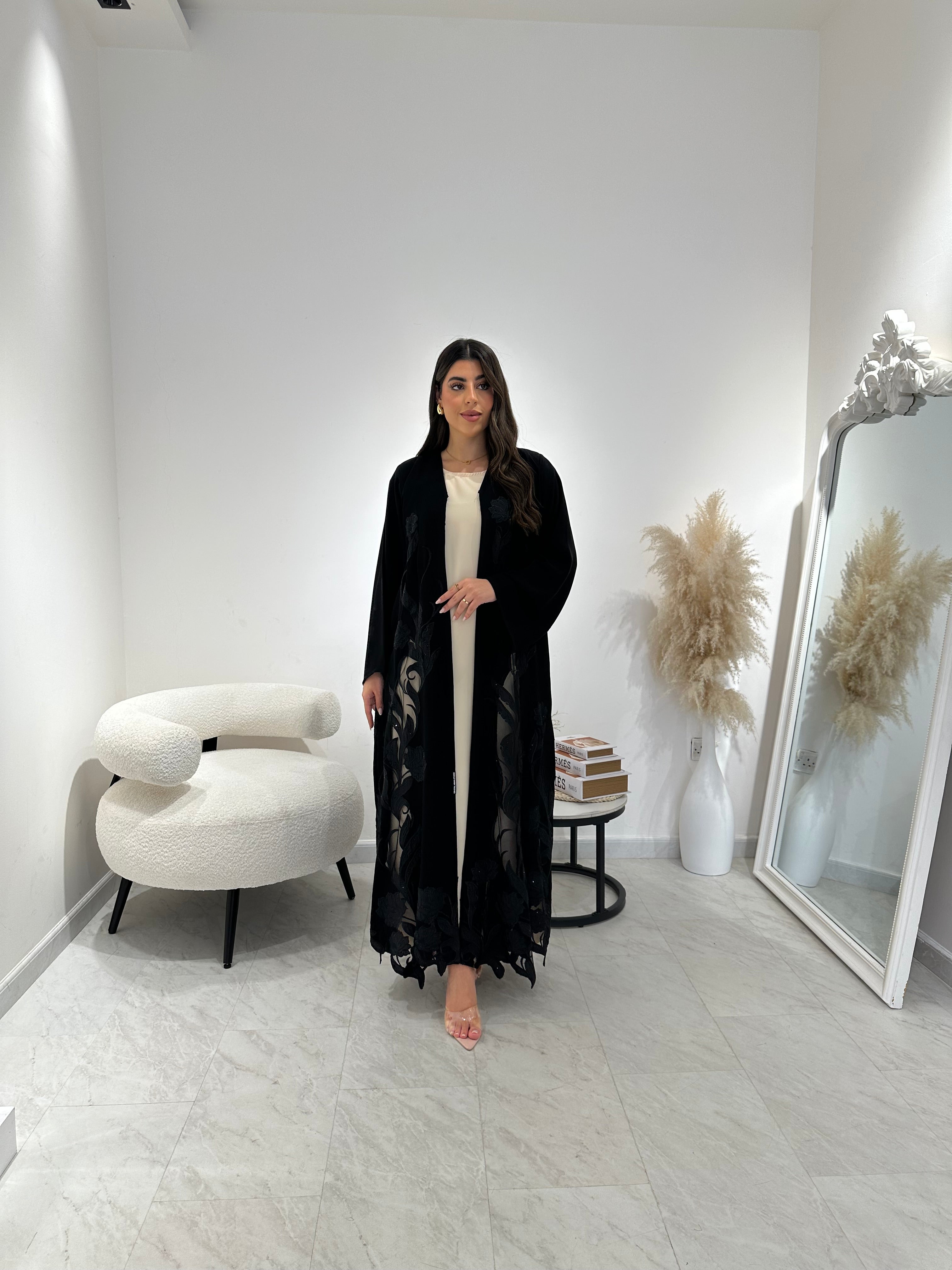 C 1303 Black Lace Abaya