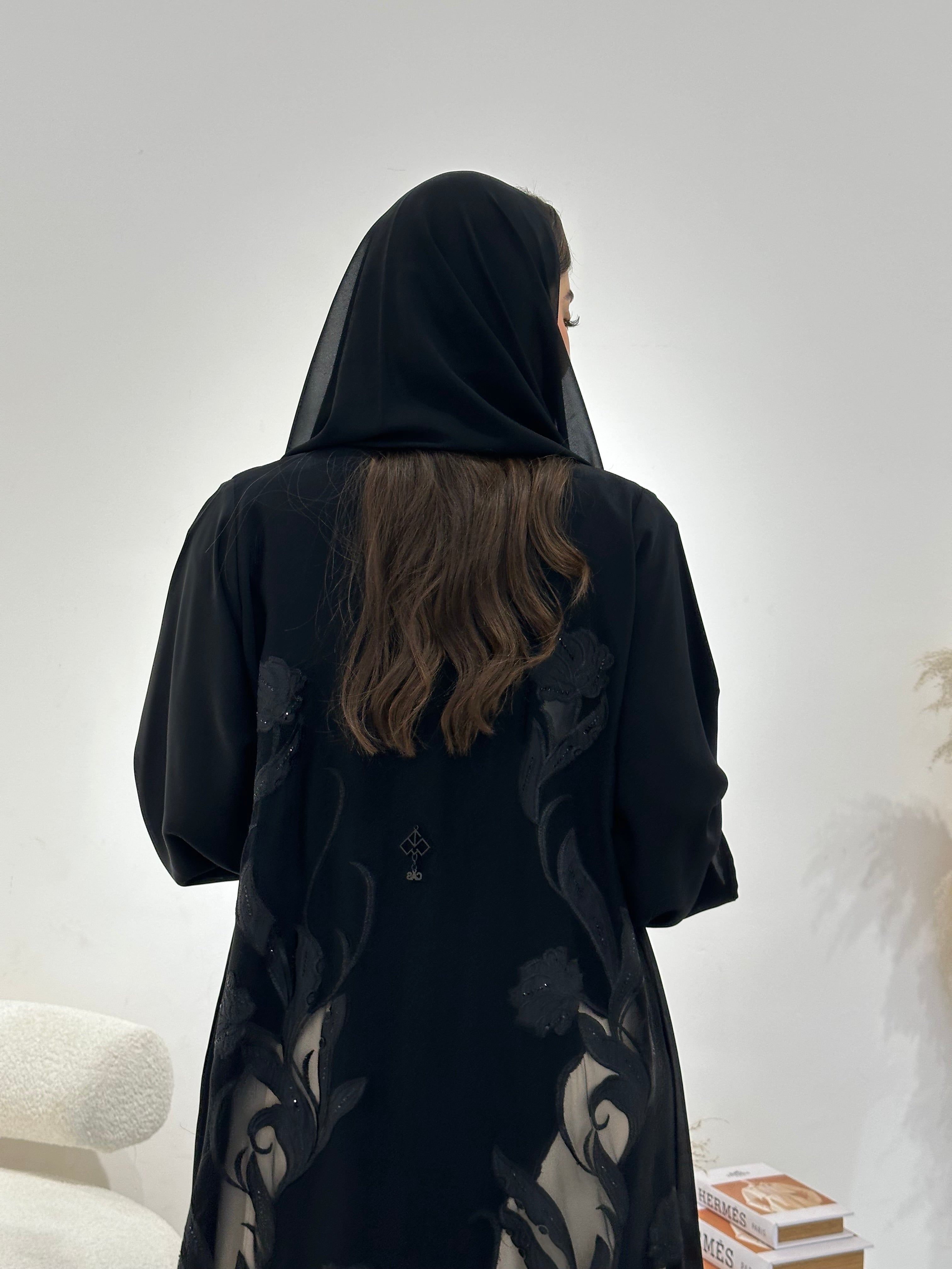 C 1303 Black Lace Abaya