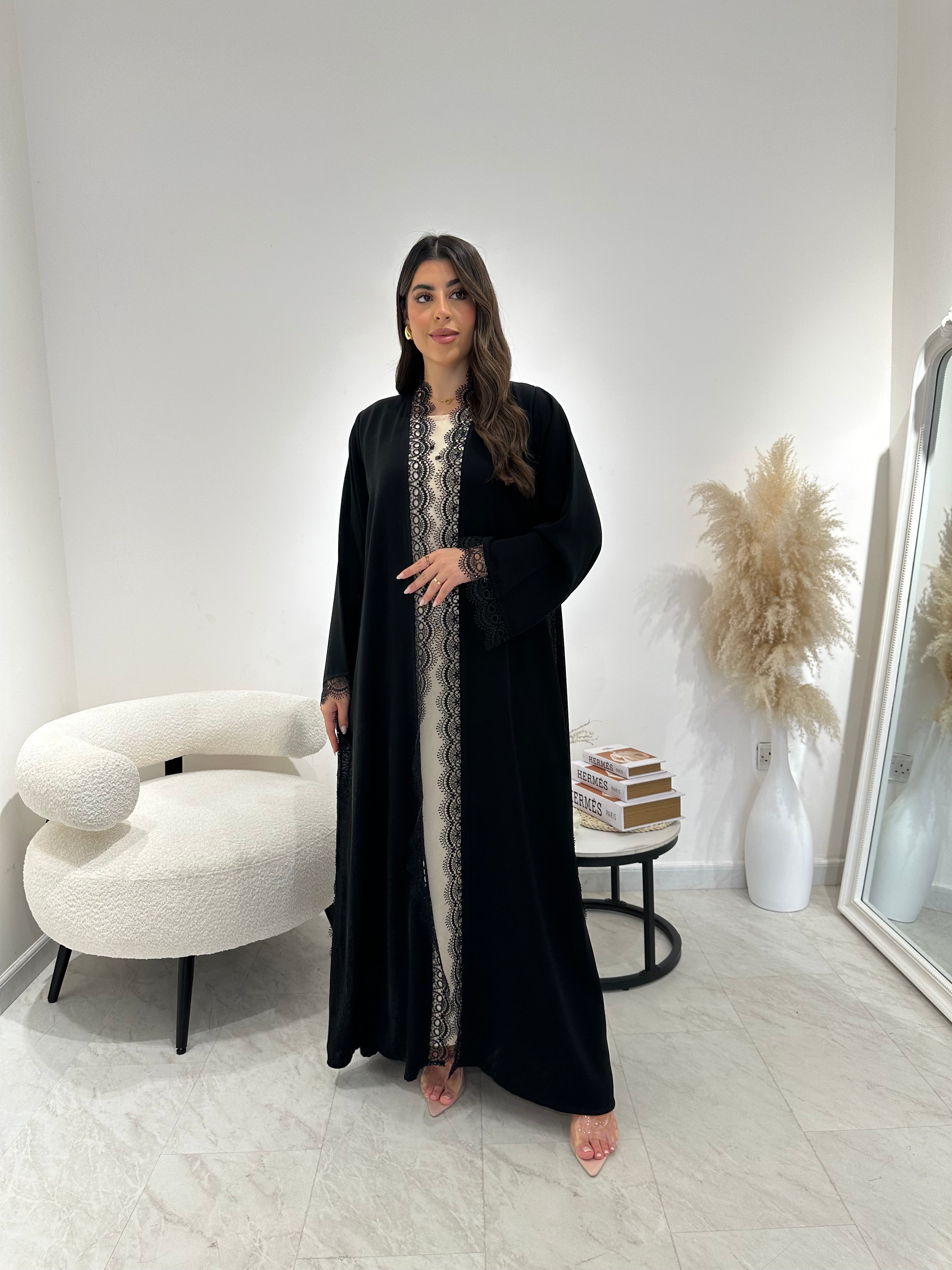 C 1306 Black Lace Abaya