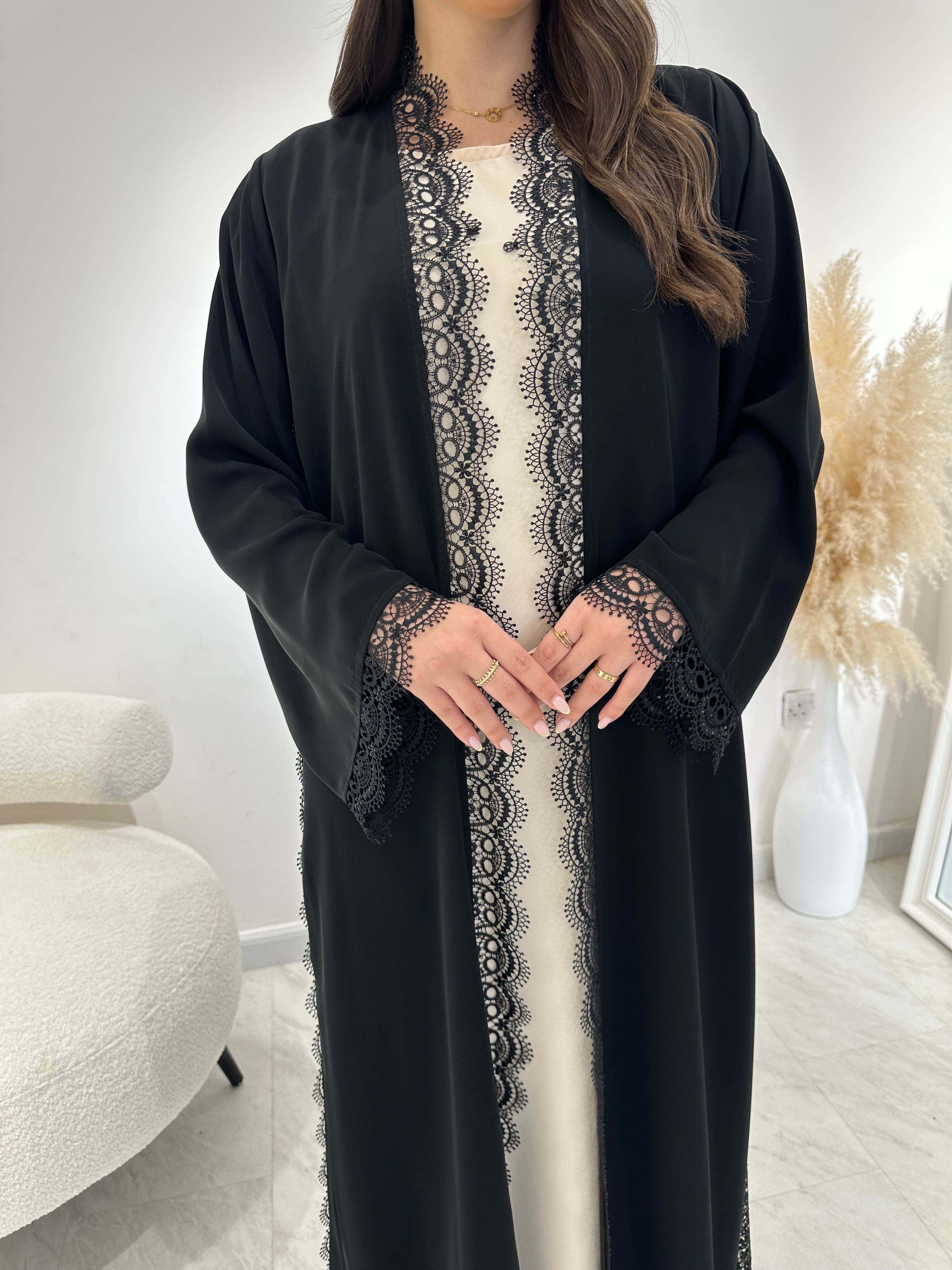 C 1306 Black Lace Abaya