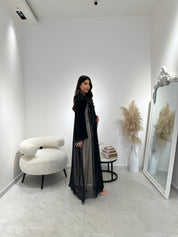 C 1307 Black Crystal Lace Abaya