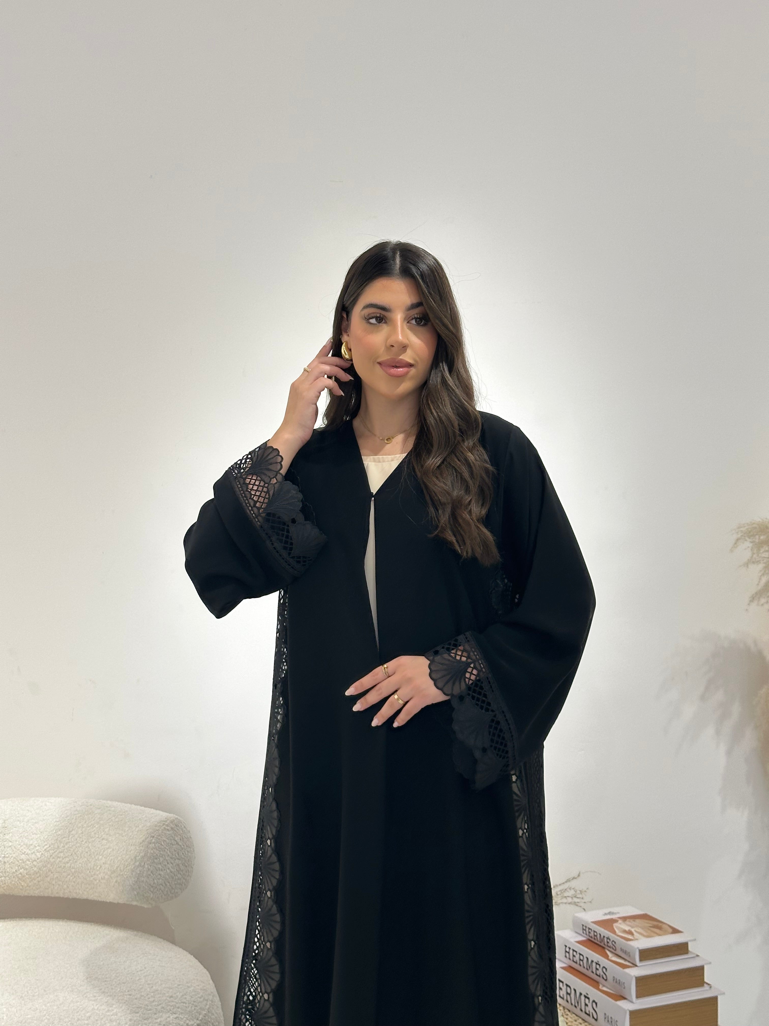 C 1309 Black Lace Abaya