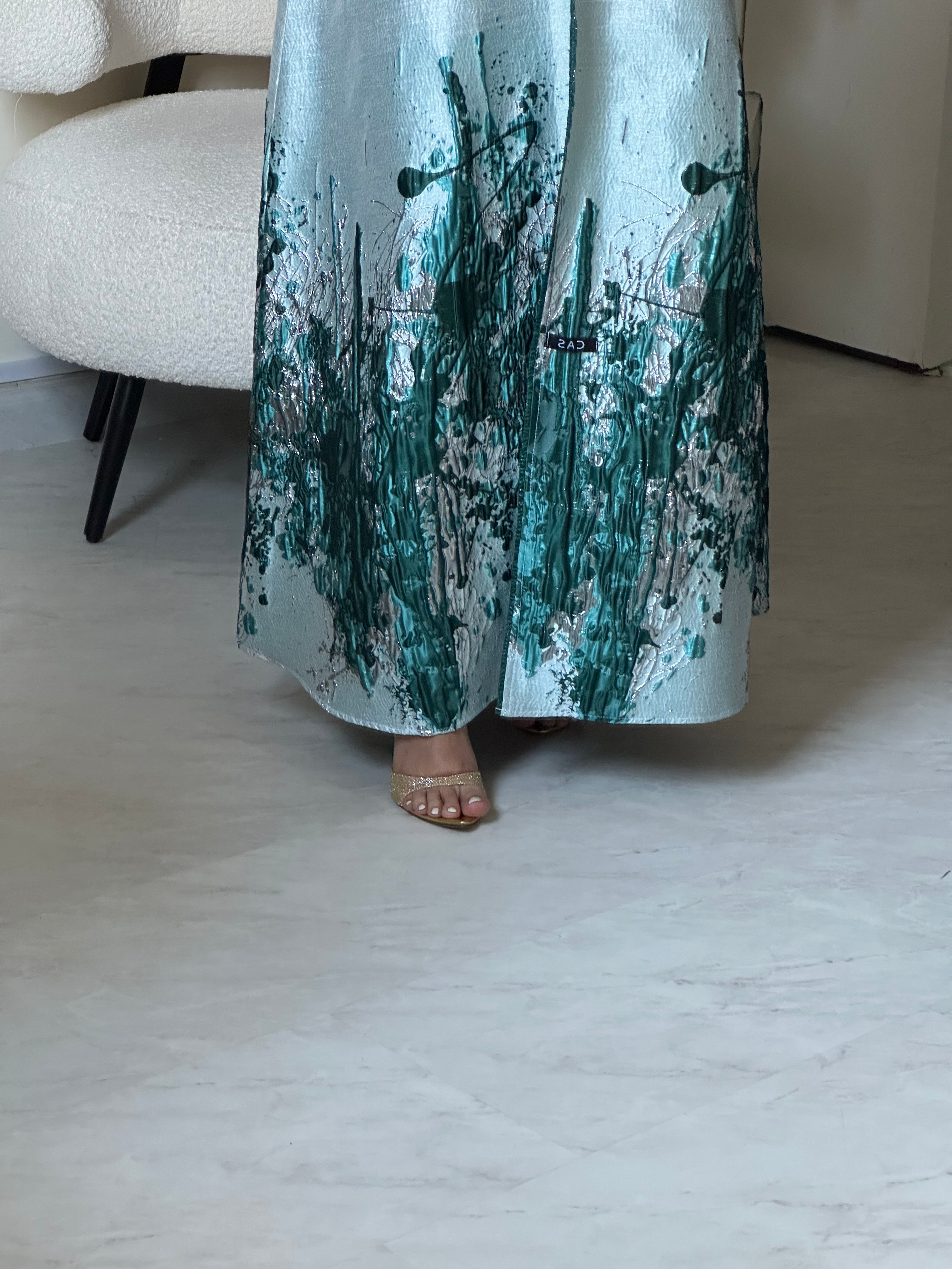 C 0856-02 Green Printed Abaya
