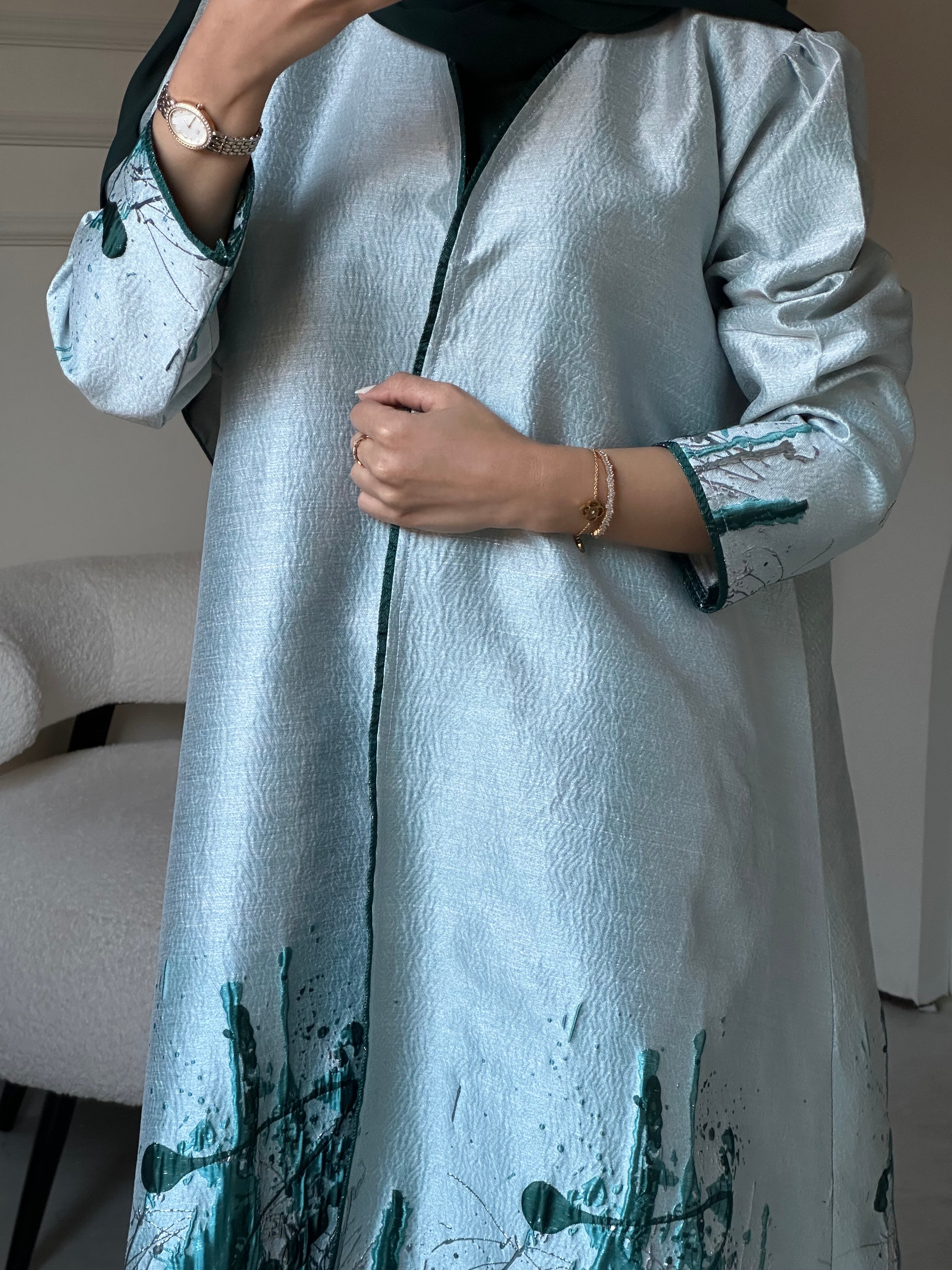 C 0856-02 Green Printed Abaya