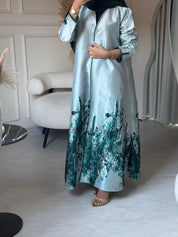 C 0856-02 Green Printed Abaya