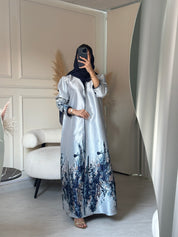 C 0856-03 Navy Blue Printed Abaya