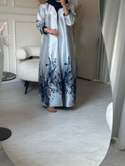 C 0856-03 Navy Blue Printed Abaya