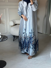 C 0856-03 Navy Blue Printed Abaya