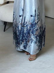 C 0856-03 Navy Blue Printed Abaya