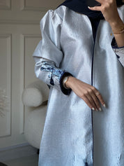 C 0856-03 Navy Blue Printed Abaya