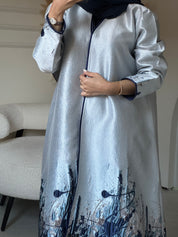 C 0856-03 Navy Blue Printed Abaya