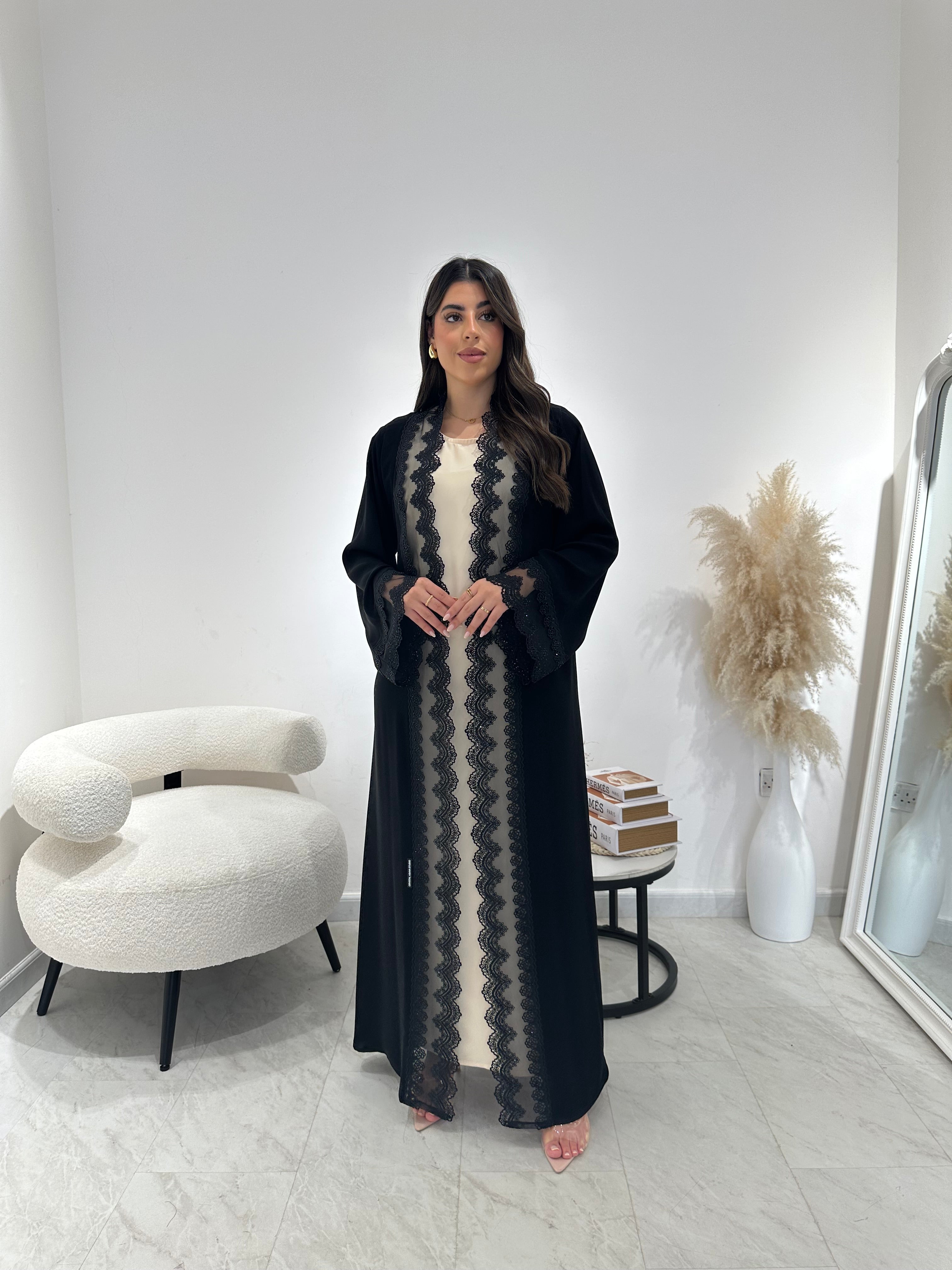 C 1311 Black Lace Abaya