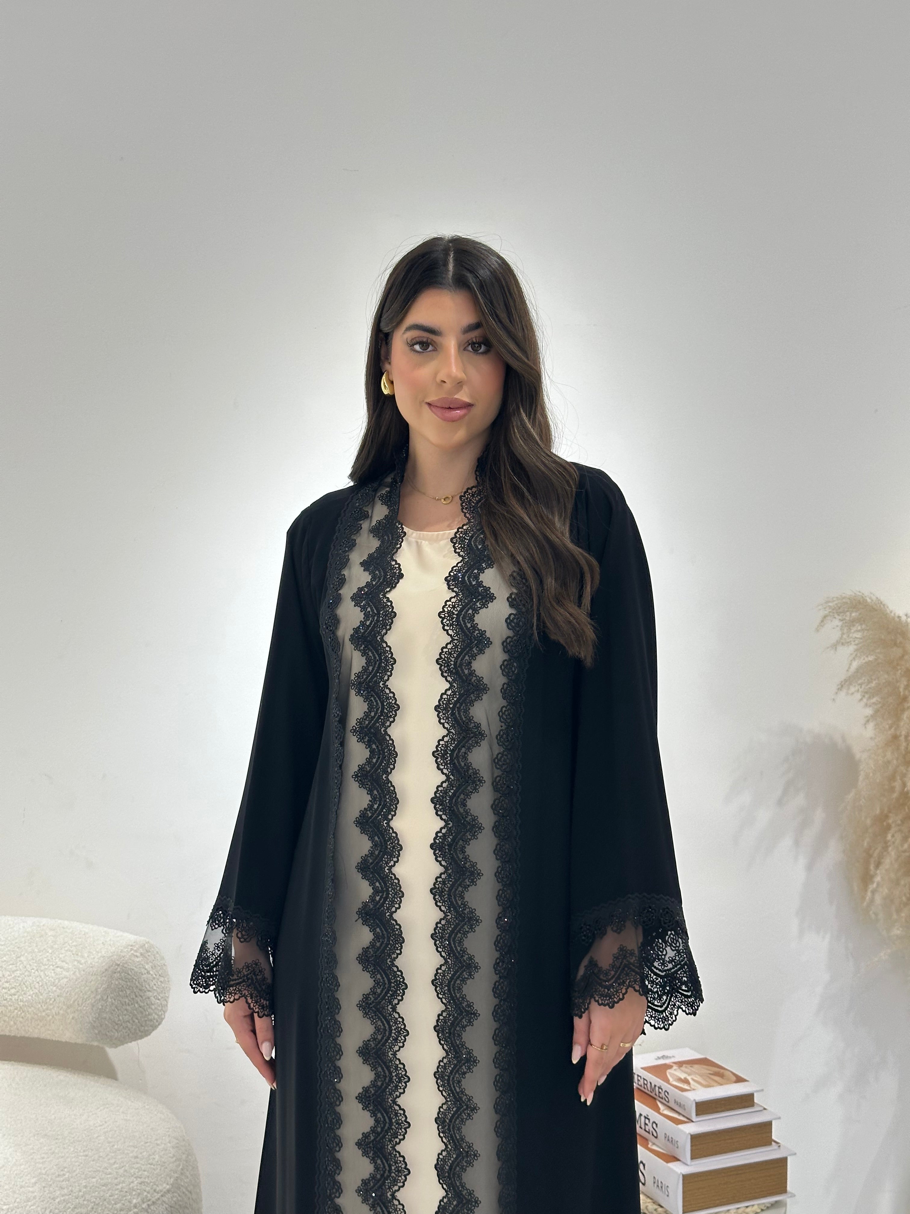 C 1311 Black Lace Abaya