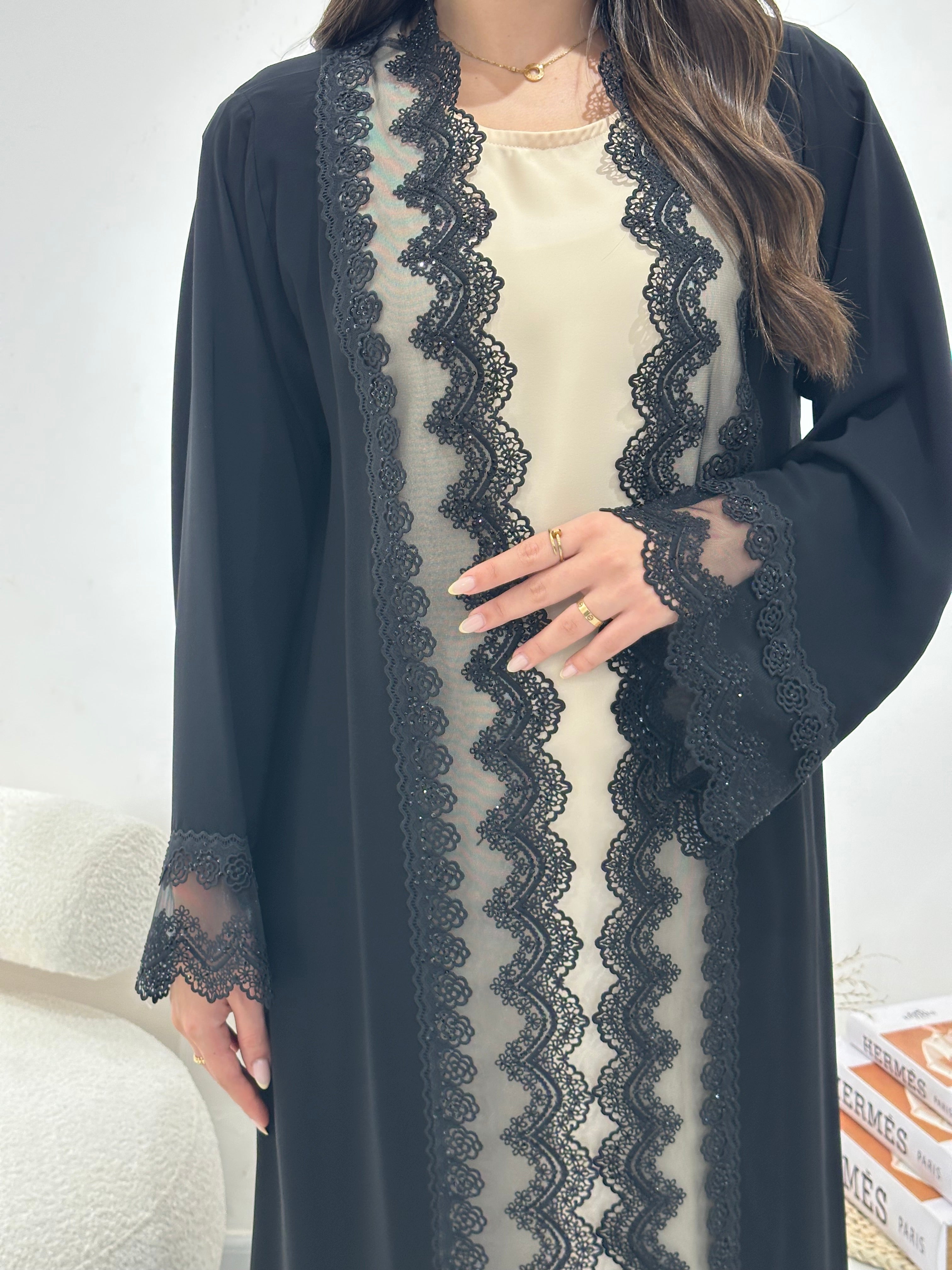 C 1311 Black Lace Abaya