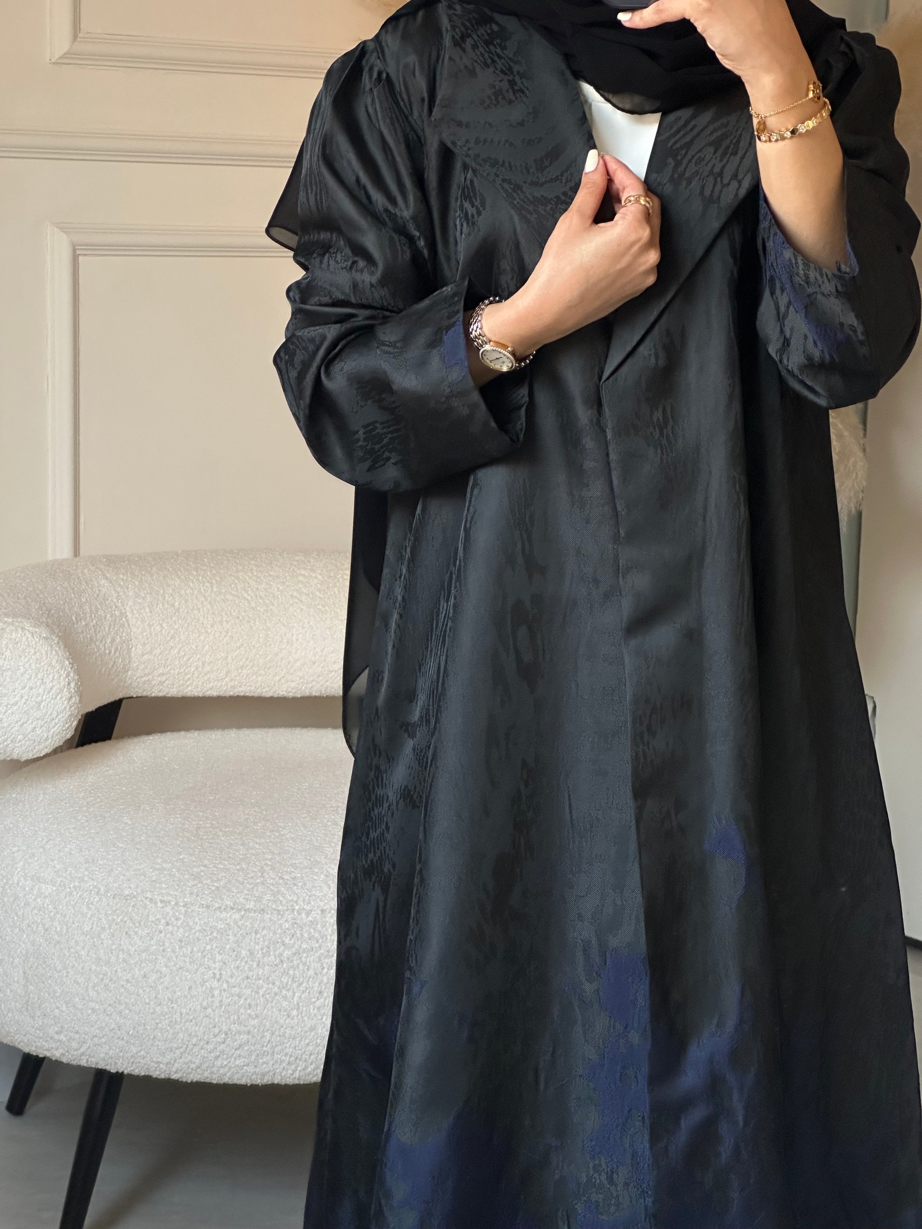 C 0863-02 Navy Blue Coat Abaya