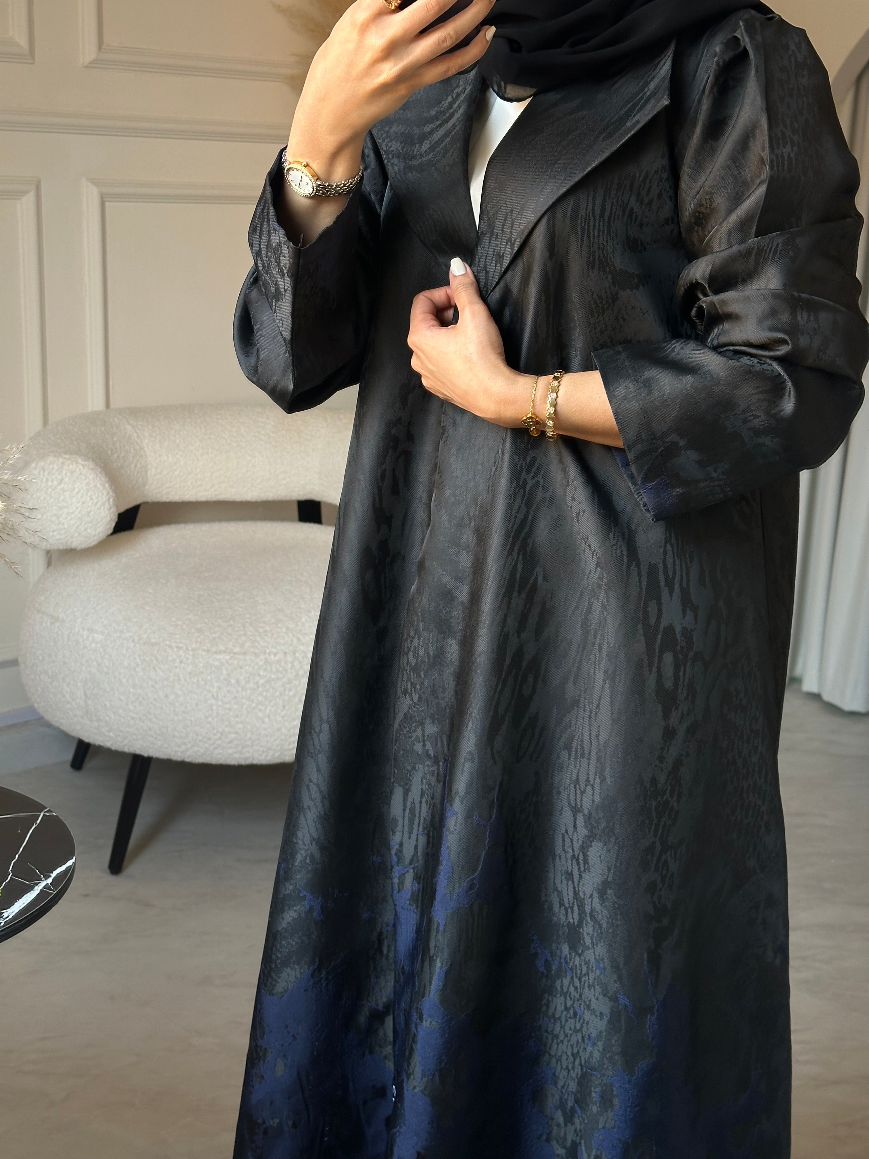 C 0863-02 Navy Blue Coat Abaya