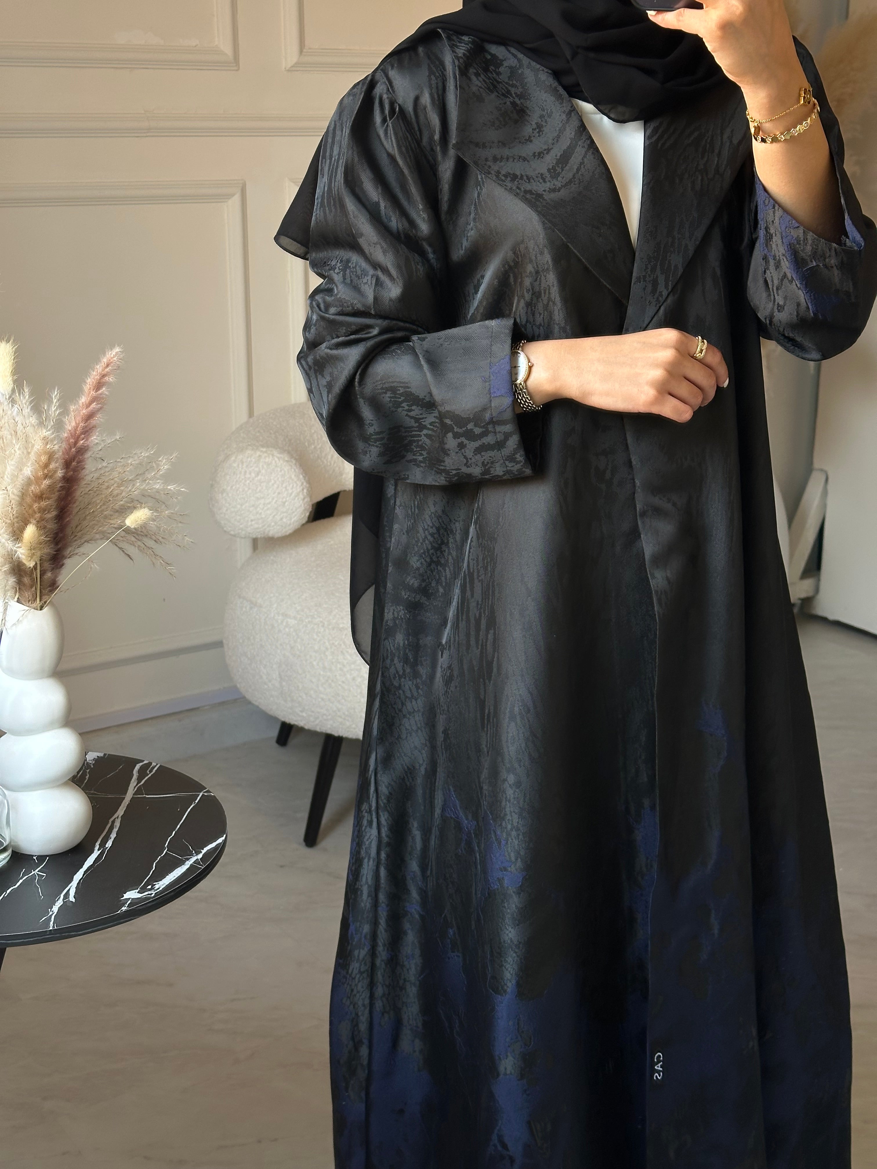 C 0863-02 Navy Blue Coat Abaya