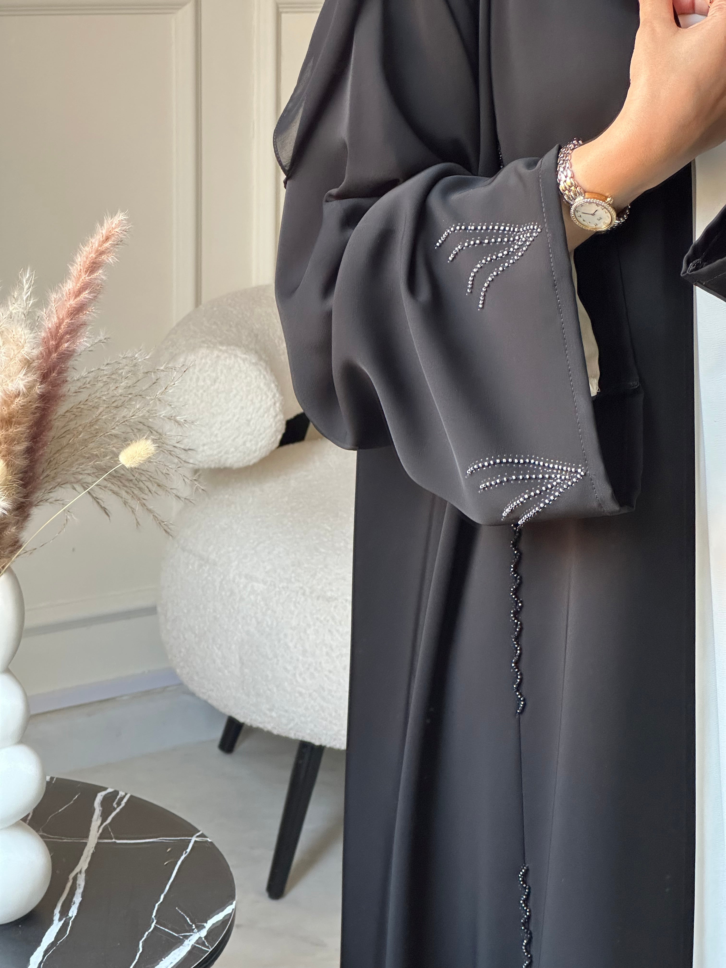 C 0861 Black Beaded Abaya