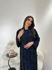 C 0874-01 Premium Blue Printed Abaya