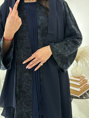 C 0874-01 Premium Blue Printed Abaya