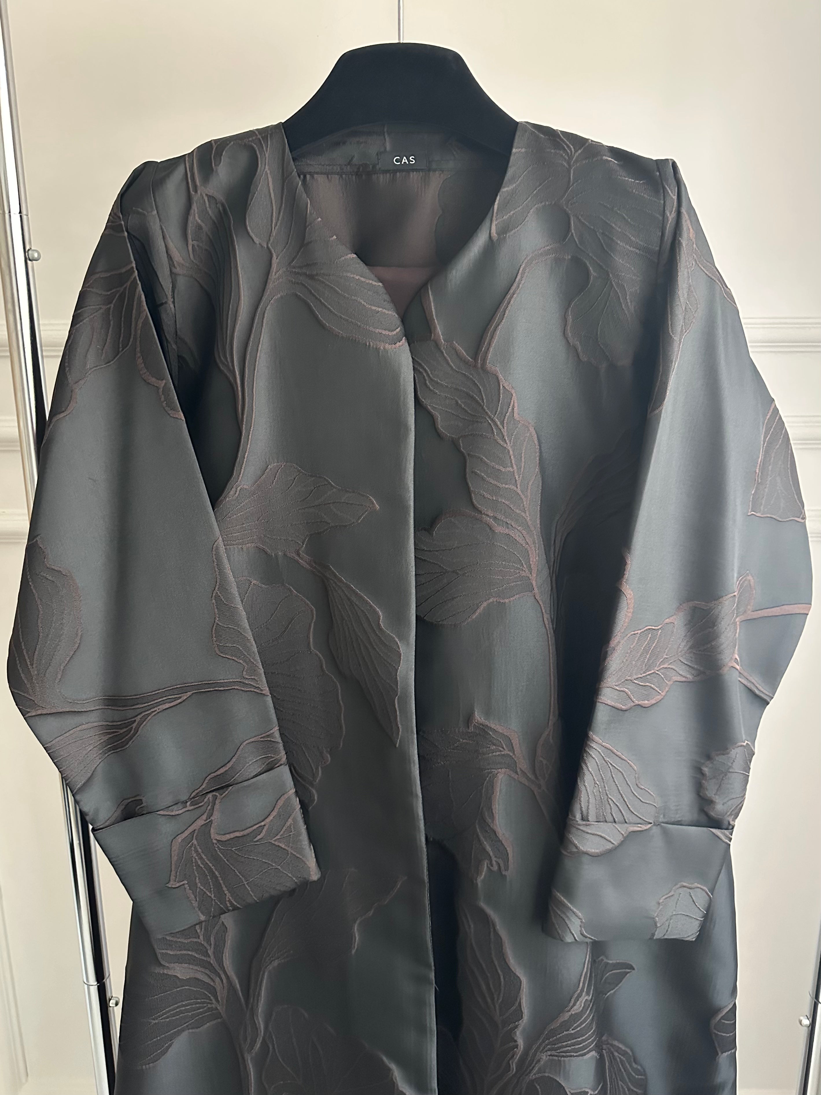 C 1080-02 Dark Brown Printed Abaya