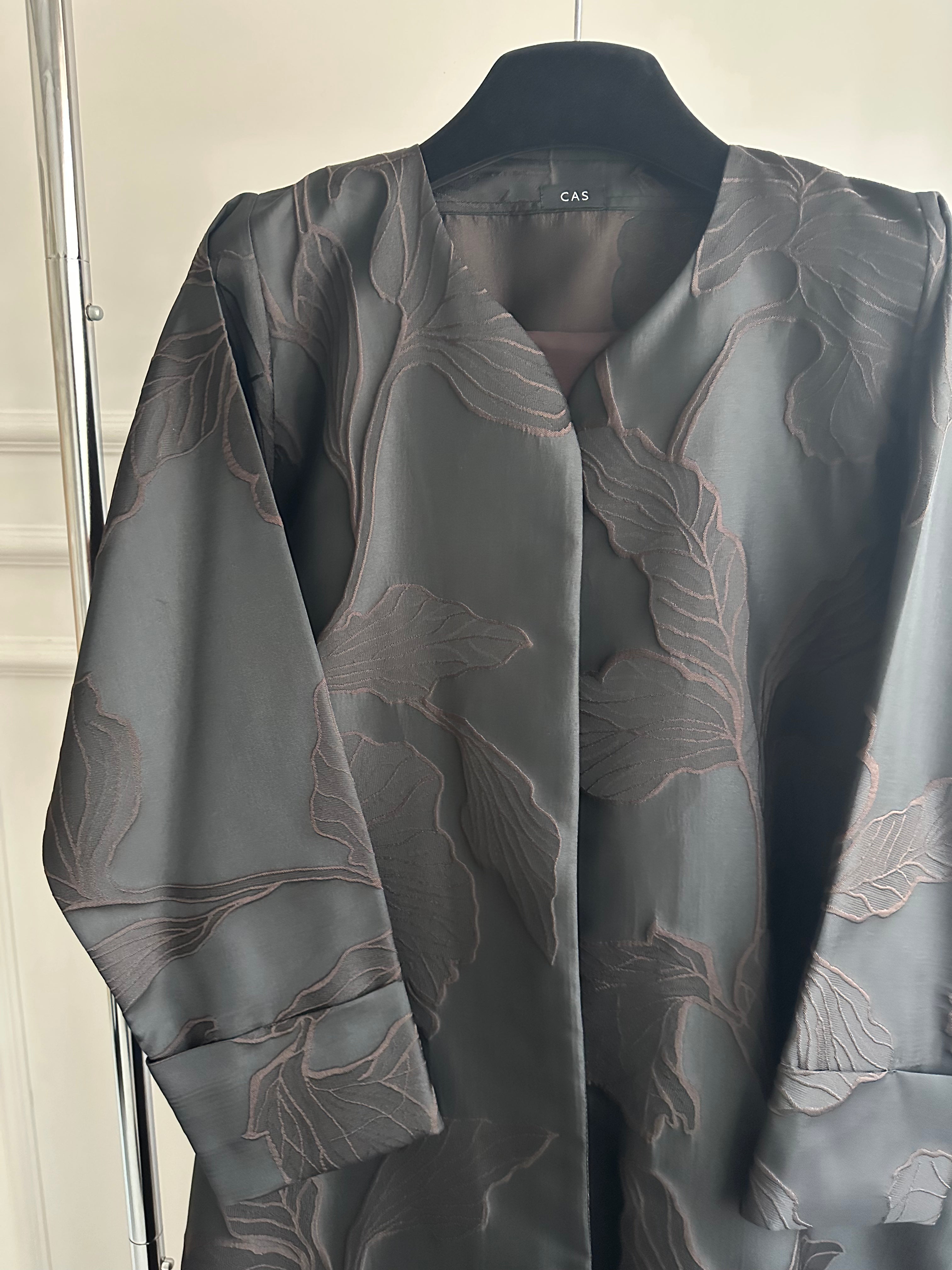 C 1080-02 Dark Brown Printed Abaya