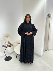 C 0874-02 Premium Blue Printed Abaya