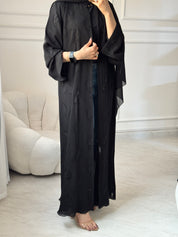 C 1460 Black Leafy Beaded Abaya