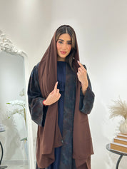 C 0874-02 Premium Blue Printed Abaya