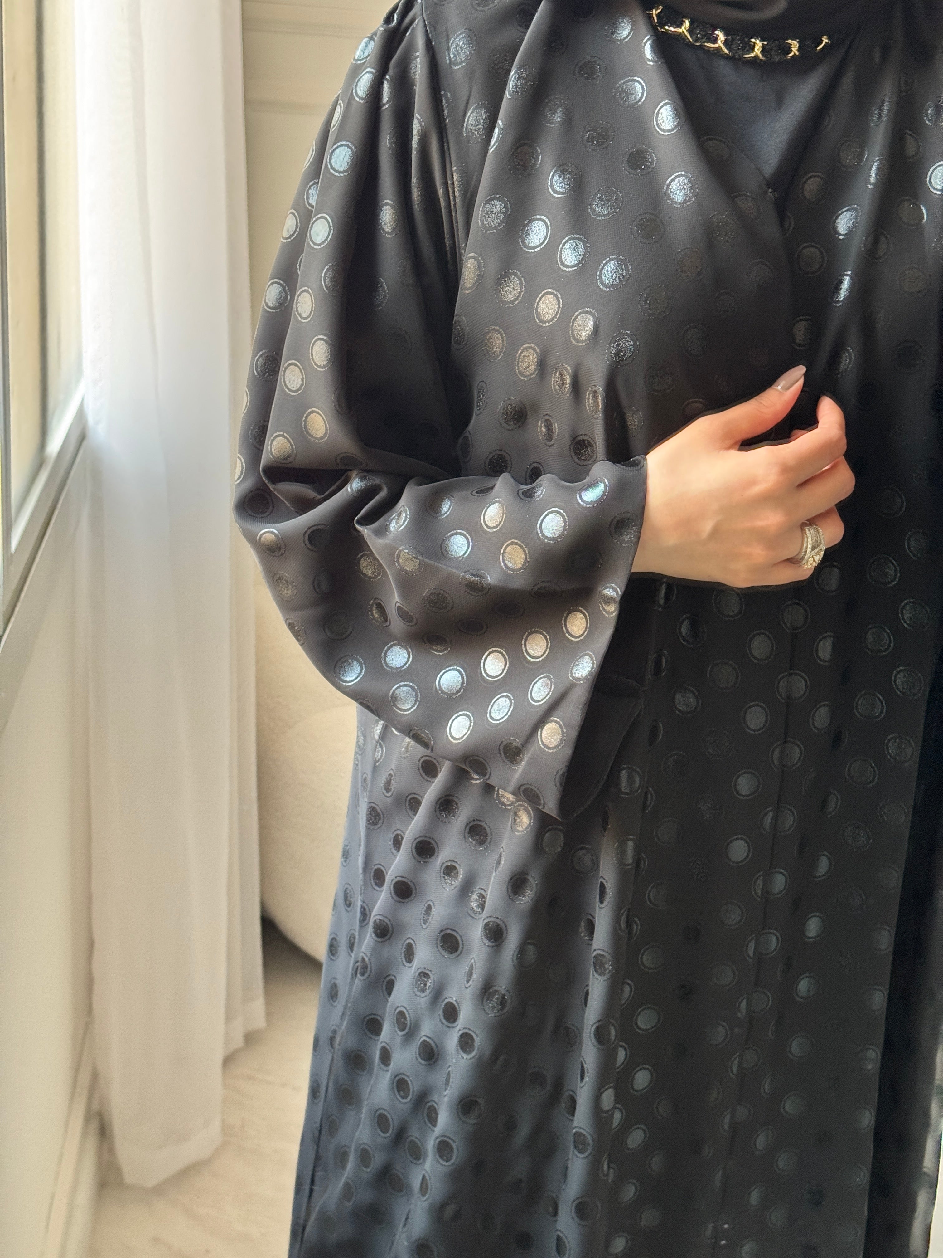 C 1461 Black Polka Dot Abaya