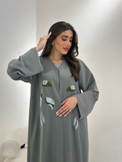 C 0876 Green Embroidered Eid Abaya