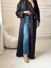 C 1463 Dark Blue Printed Abaya