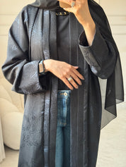 C 1463 Dark Blue Printed Abaya