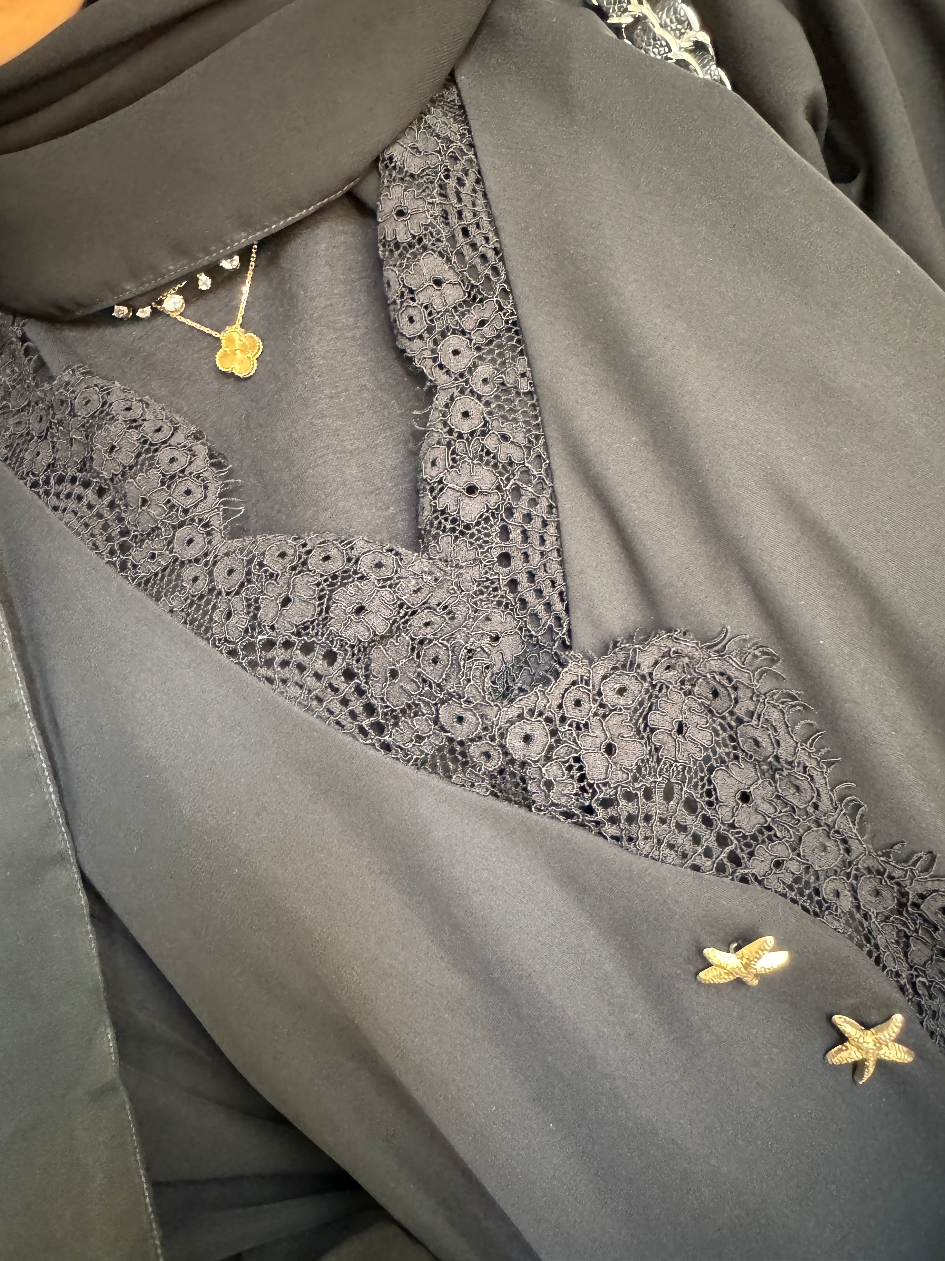 C 1466 Black Lace Abaya