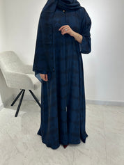 C 1548 Dark Blue Chiffon Printed Abaya